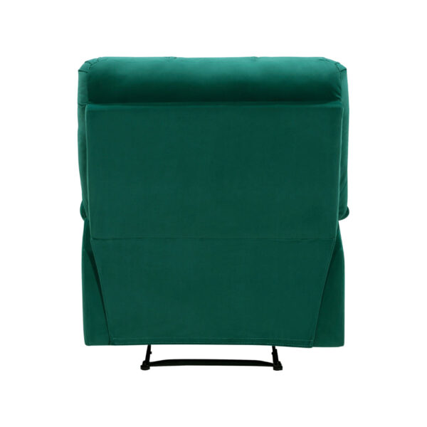 Patty 36 Inch Manual Recliner Chair, Cushioned, Green Velvet, Solid Wood