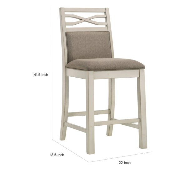 Marie 26 Inch Counter Height Chair, Khaki Fabric Seat, Back, Beige, Set of 2