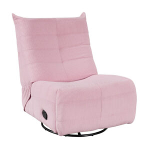 150220266991c3a599032.jpeg Gea 35 Inch Swivel Recliner Chair, Tufted, Pink Corduroy, Solid Wood