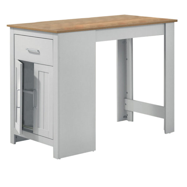 Lon 47 Inch Counter Height Kitchen Island Dining Table, White, Brown