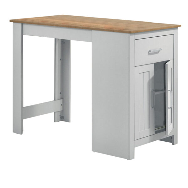 Lon 47 Inch Counter Height Kitchen Island Dining Table, White, Brown