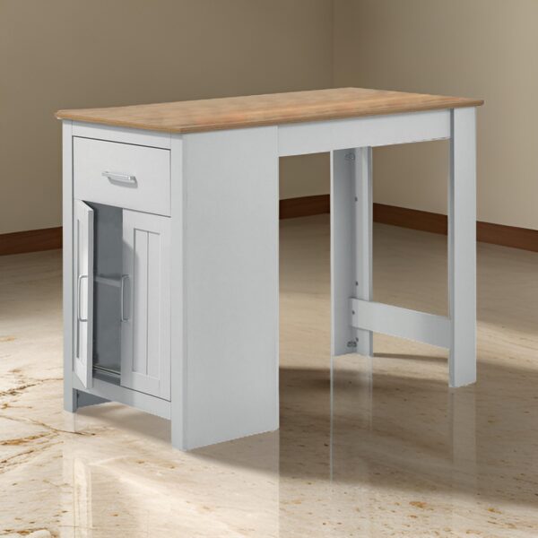 Lon 47 Inch Counter Height Kitchen Island Dining Table, White, Brown