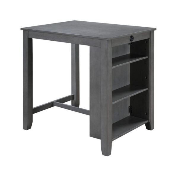 Ham 36 Inch Counter Height Small Dining Table with Shelves, USB Port, Gray