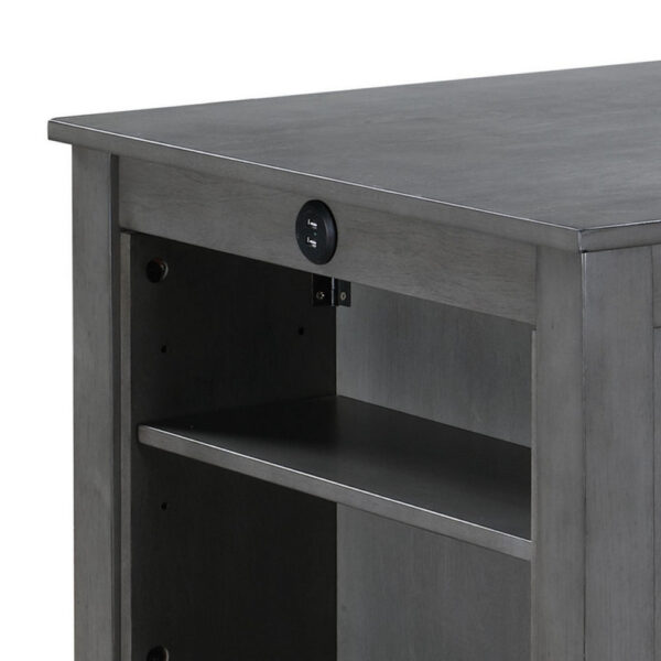 Ham 36 Inch Counter Height Small Dining Table with Shelves, USB Port, Gray