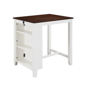 Ham 36 Inch Counter Height Small Dining Table with Shelves, USB Port, White