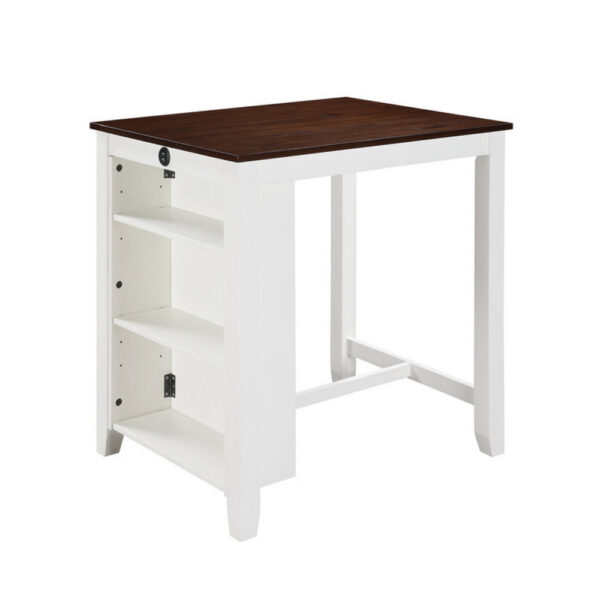 Ham 36 Inch Counter Height Small Dining Table with Shelves, USB Port, White