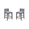 Ham 25 Inch Counter Height Chair Set of 2, Gray Upholstery, Solid Wood