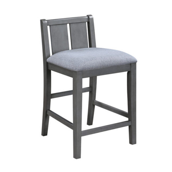 Ham 25 Inch Counter Height Chair Set of 2, Gray Upholstery, Solid Wood