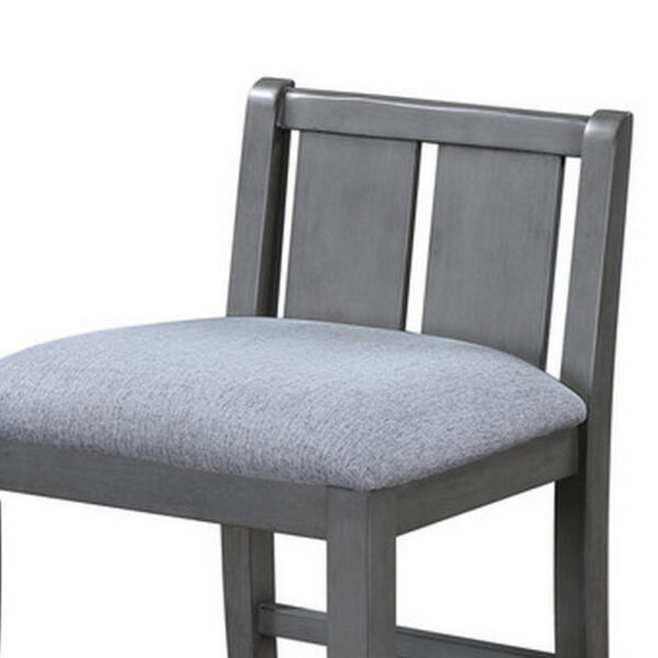 Ham 25 Inch Counter Height Chair Set of 2, Gray Upholstery, Solid Wood