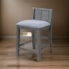 Ham 25 Inch Counter Height Chair Set of 2, Gray Upholstery, Solid Wood
