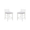 Ham 25 Inch Counter Height Chair Set of 2, Cream Fabric, White Wood Finish