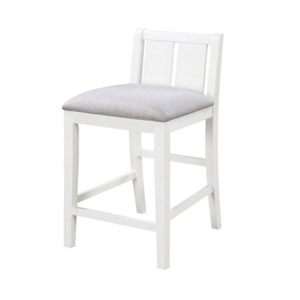 Ham 25 Inch Counter Height Chair Set of 2, Cream Fabric, White Wood Finish