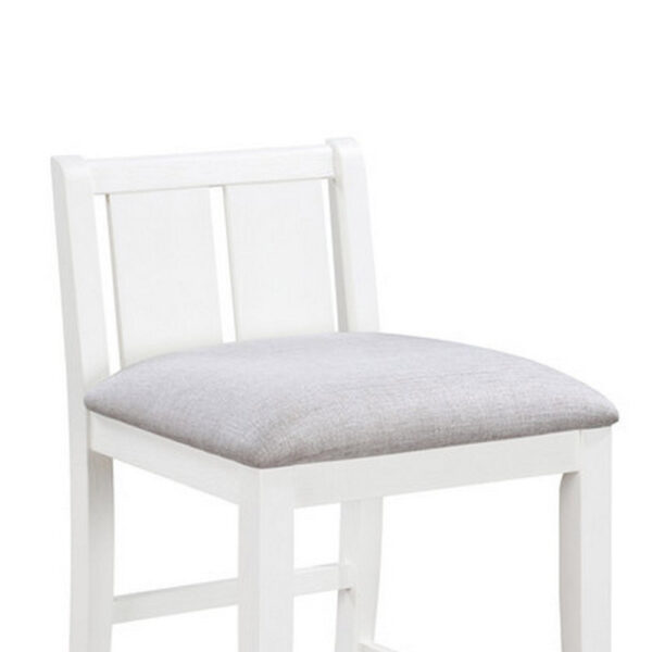 Ham 25 Inch Counter Height Chair Set of 2, Cream Fabric, White Wood Finish