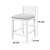 Ham 25 Inch Counter Height Chair Set of 2, Cream Fabric, White Wood Finish