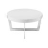 Tini 55 Inch Coffee Table, Oval Shaped Top, Metal Frame, White Finish