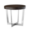 Tini 24 Inch Side End Table, Round Shaped Top, Metal Frame, Espresso Brown