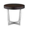 Tini 24 Inch Side End Table, Round Shaped Top, Metal Frame, Espresso Brown