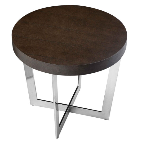 Tini 24 Inch Side End Table, Round Shaped Top, Metal Frame, Espresso Brown
