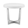 Tini 24 Inch Side End Table, Round Shaped Top, Metal Frame, White Finish