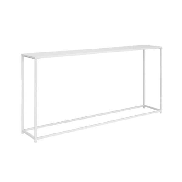 Eme 56 Inch Console Table, Rectangular Top, White Finish Metal Frame