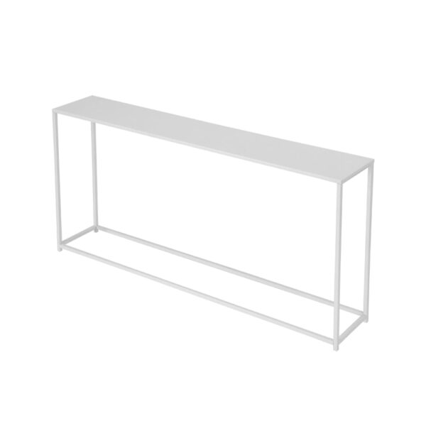 Eme 56 Inch Console Table, Rectangular Top, White Finish Metal Frame