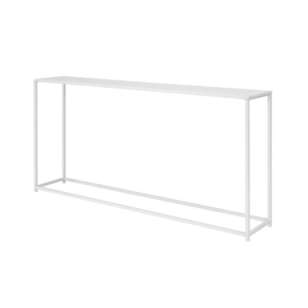 Eme 56 Inch Console Table, Rectangular Top, White Finish Metal Frame