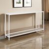 Eme 56 Inch Console Table, Rectangular Top, White Finish Metal Frame