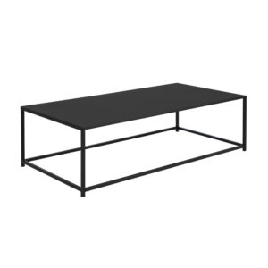 Eme 48 Inch Coffee Table, Rectangular Top, Black Finished Metal Frame