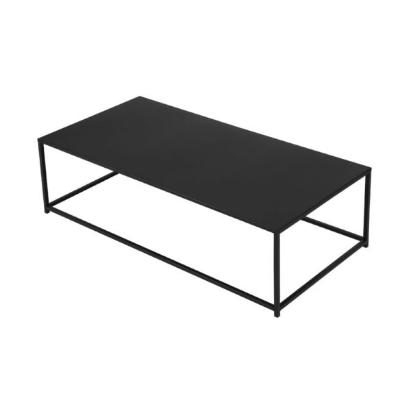 Eme 48 Inch Coffee Table, Rectangular Top, Black Finished Metal Frame