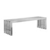 Namo 58 Inch Accent Bench, Sleek Modern Design, Rectangular, Chrome Metal