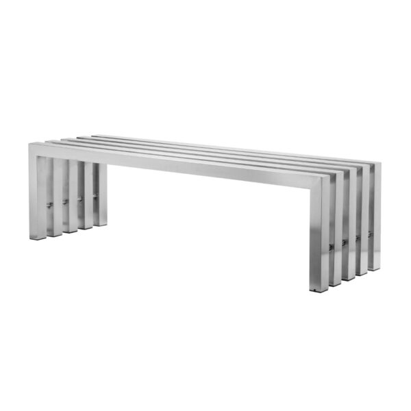 Namo 58 Inch Accent Bench, Sleek Modern Design, Rectangular, Chrome Metal