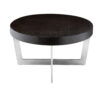 Tini 55 Inch Coffee Table, Oval Top, Chrome Frame, Espresso Brown Finish
