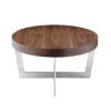 Tini 55 Inch Coffee Table, Oval Top, Chrome Frame, Walnut Brown Finish