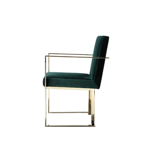 150220266991c747c09ad.jpeg Boly 24 Inch Dining Armchair, Cushioned Green Velvet Seat, Gold Cantilever