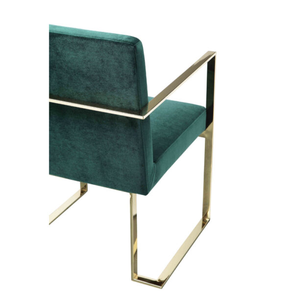 150220266991c749978a5.jpeg Boly 24 Inch Dining Armchair, Cushioned Green Velvet Seat, Gold Cantilever