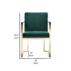 150220266991c74bd4a21.jpeg Boly 24 Inch Dining Armchair, Cushioned Green Velvet Seat, Gold Cantilever
