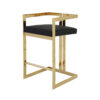 Suki 30 Inch Barstool Chair, Black Faux Leather Seat, Gold Cantilever Base