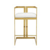 Suki 30 Inch Barstool Chair, White Faux Leather Seat, Gold Cantilever Base
