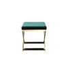 Sovi 24 Inch Accent Stool Ottoman Bench, Plush Green Velvet, Gold X Base