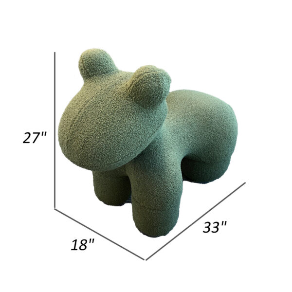 Seira 33 Inch Pony Chair, Stuffed Animal Kids Chair, Green, Solid Wood