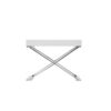 Rix 21 Inch Side End Table, 1 Drawer, X Shape Steel Legs, White Wood Top