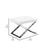 Rix 21 Inch Side End Table, 1 Drawer, X Shape Steel Legs, White Wood Top