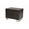 Sam 20 Inch Nightstand, 2 Drawers, Espresso Brown, High Polished Metal Legs