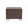 Sam 20 Inch Nightstand, 2 Drawers, Espresso Brown, High Polished Metal Legs