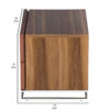 Sam 20 Inch Nightstand, 2 Drawers, Walnut Brown, High Polished Metal Legs