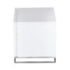 Sam 20 Inch Nightstand, 2 Drawers, White Wood, High Polished Metal Legs