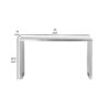 Tom 53 Inch Console, Rectangular Top, Square Legs, Chrome Brushed Metal