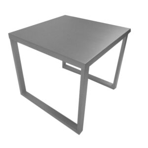 Tom 22 Inch Side End Table, Square Top, Square Legs, Gray Brushed Metal