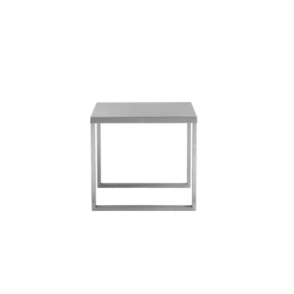 Tom 22 Inch Side End Table, Square Top, Square Legs, Gray Brushed Metal