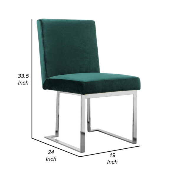 150220266991cab706f45.jpeg Boly 19 Inch Dining Chair, Set of 2, Green Velvet, Foam, Chrome Steel Base
